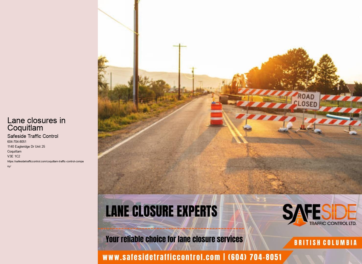 Coquitlam roadwork traffic control equipment supplier