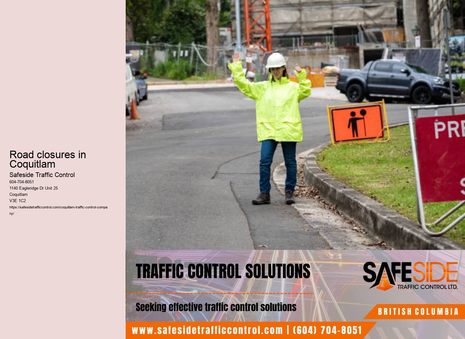 Coquitlam roadwork traffic control flagging equipment