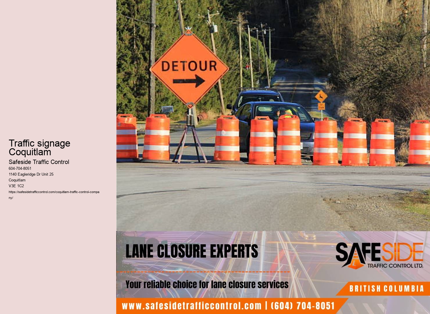 Secure and controlled construction zone setup in Coquitlam