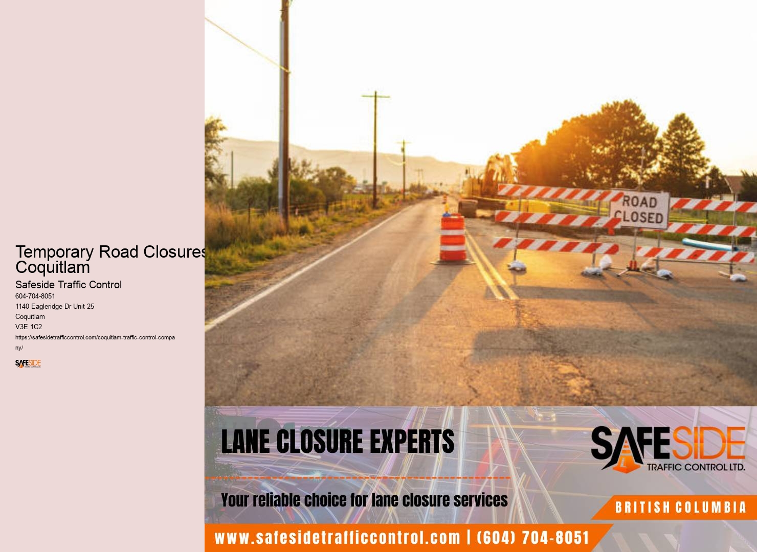 Certified Road Traffic Control Temporary Road Closures Coquitlam