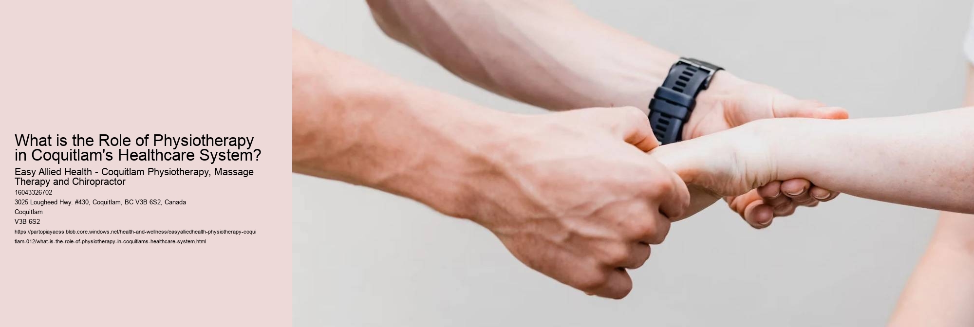 What is the Role of Physiotherapy in Coquitlam's Healthcare System?