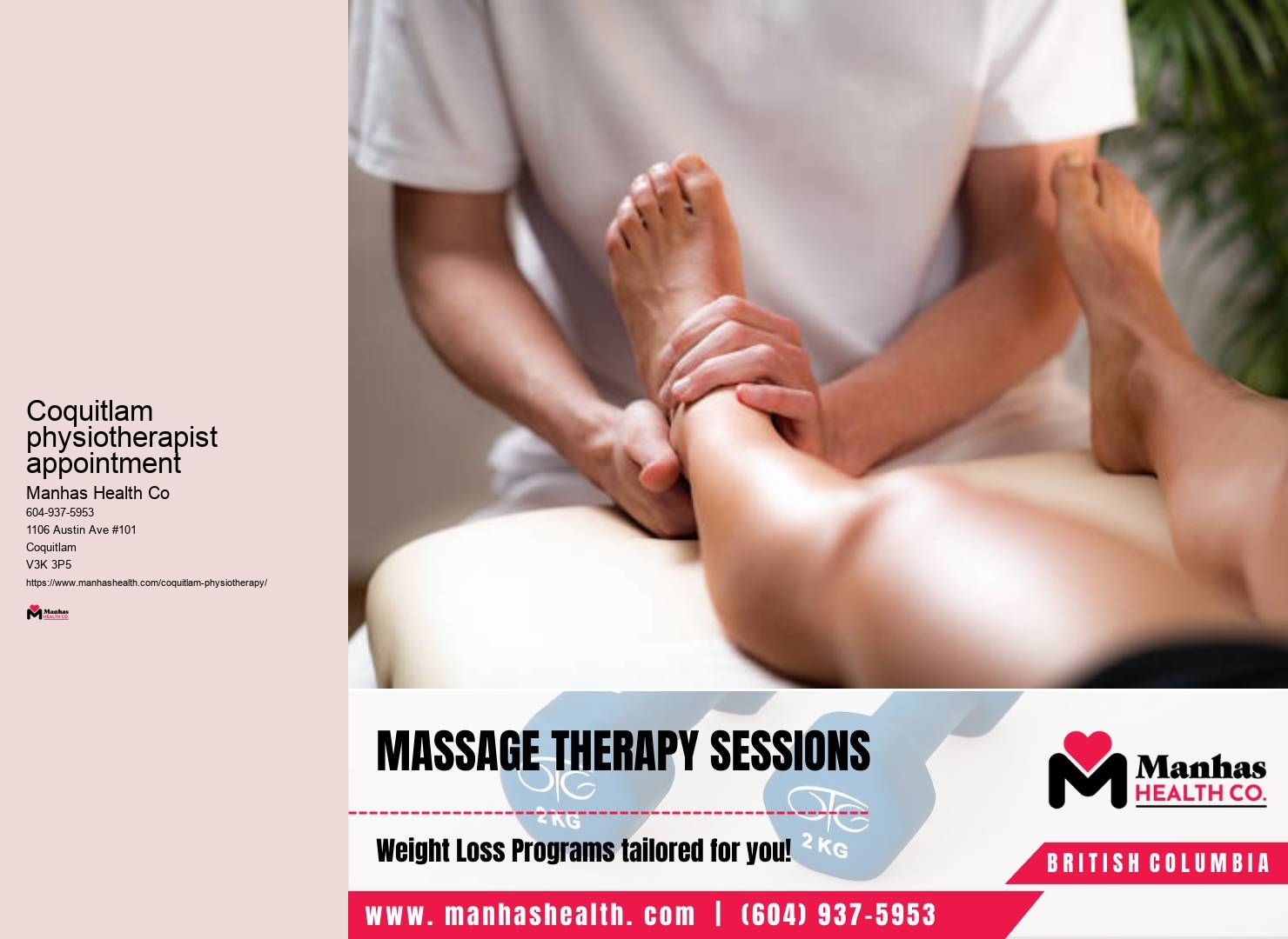 Coquitlam physiotherapist appointment physiotherapy for back injuries