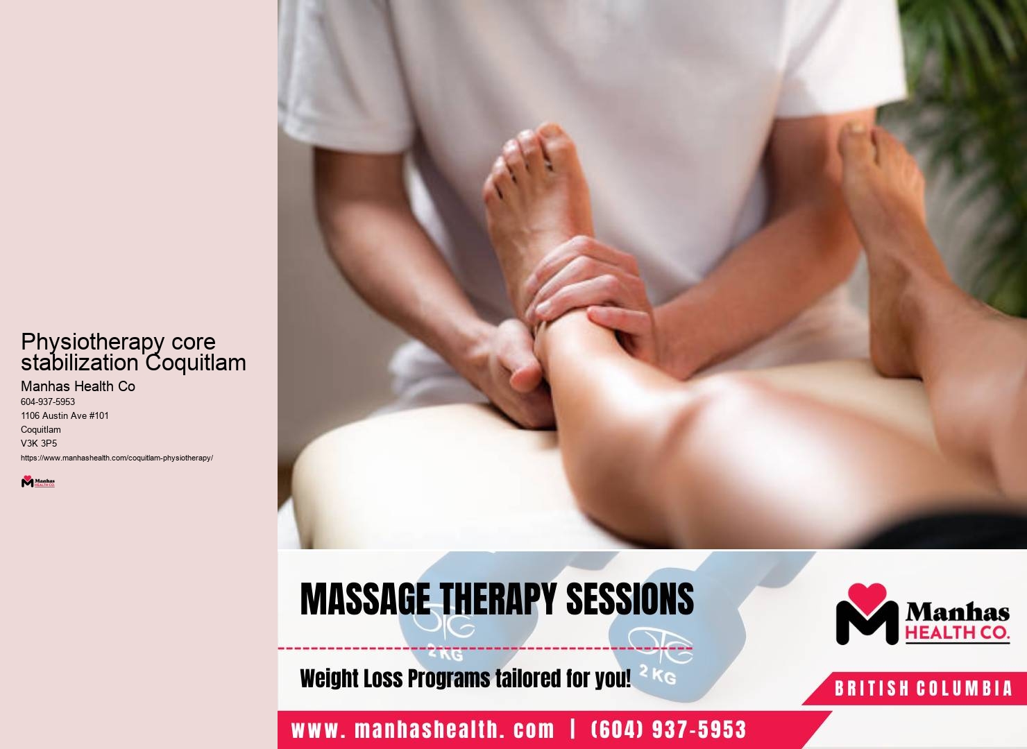 Shoulder physiotherapy Physiotherapy core stabilization Coquitlam