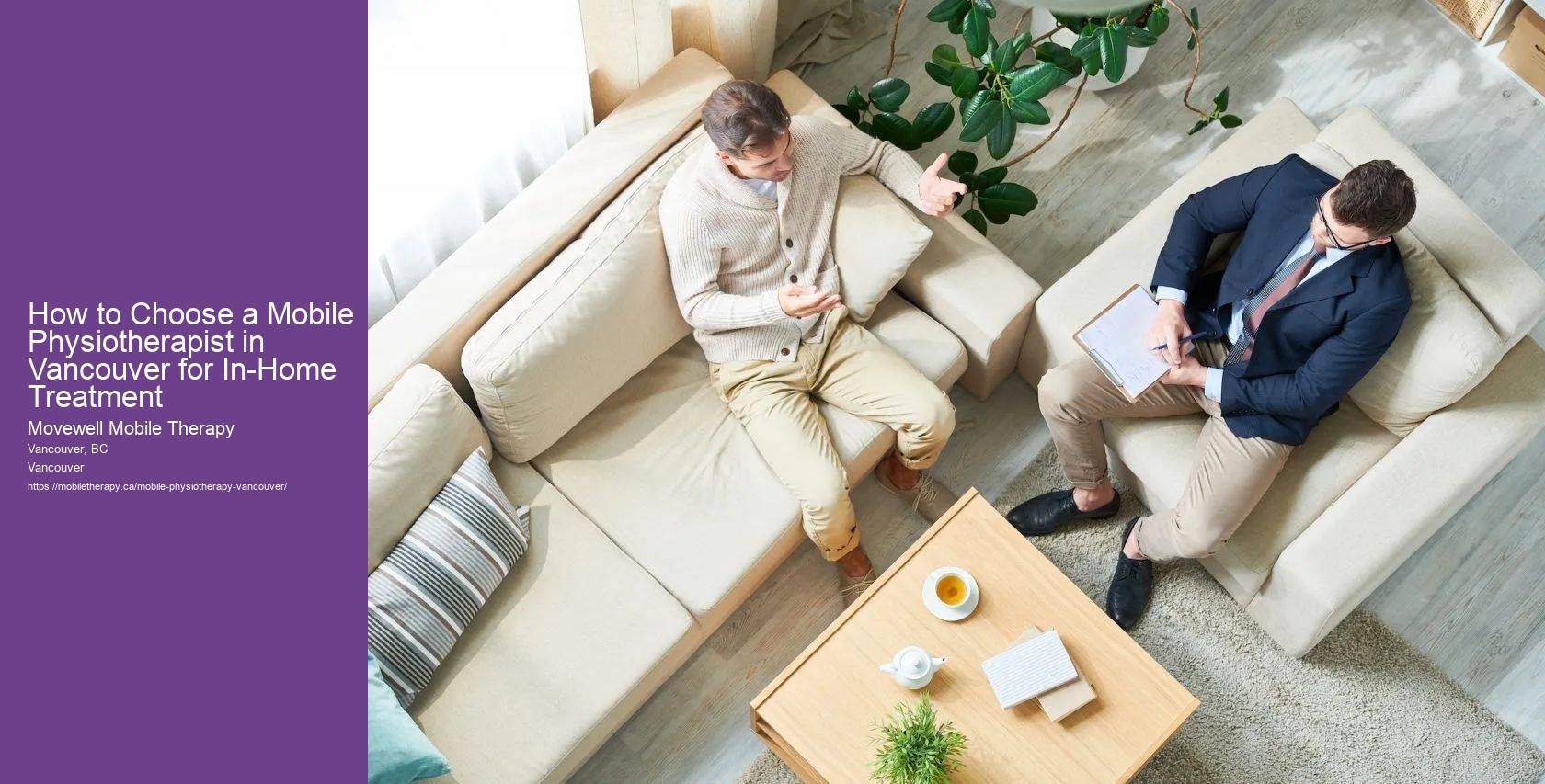 How to Choose a Mobile Physiotherapist in Vancouver for In-Home Treatment